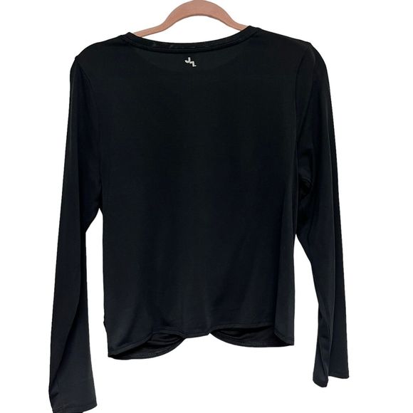 Joy Lab Womens Athletic Workout Shirt Top Black Twist-Front Long Sleeve Size L - Picture 2 of 4